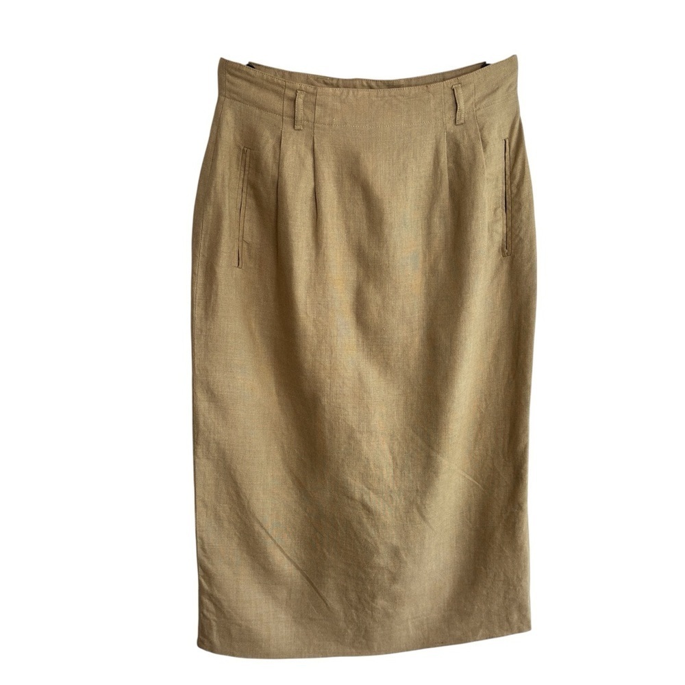 VTG Liz Clairborne 100% Linen Midi Pencil Skirt Womens Size 10 Linen Made in USA